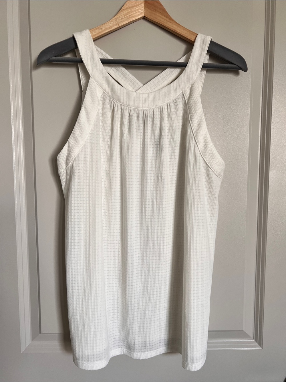 PaperMoon Soft White Dressy Tank with Cross Detail Back - Classic Summer Style